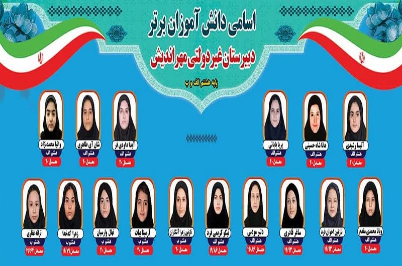 نفرات برتر معدل نوبت اول پایه هشتم