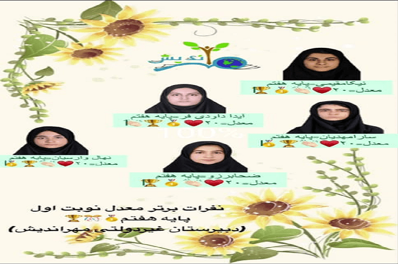 دانش آموزان برتر معدل(رتبه اول تا سوم)پایه هفتم