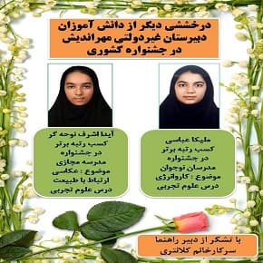 درخششی دیگر از دانش آموزان در جشنواره کشوری