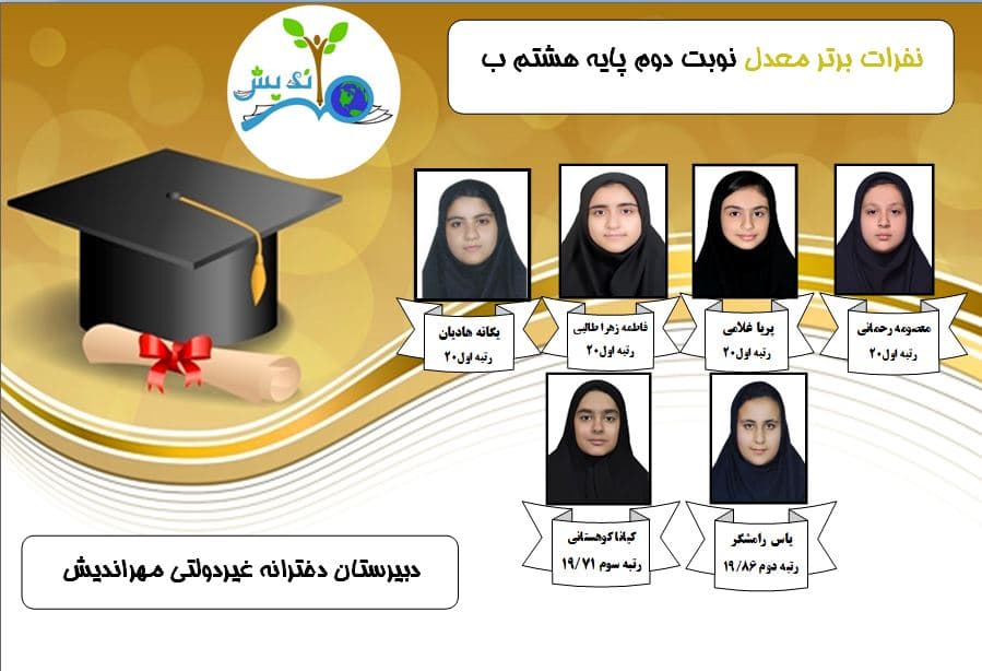 نفرات برتر معدل نوبت دوم پایه هشتم ب
